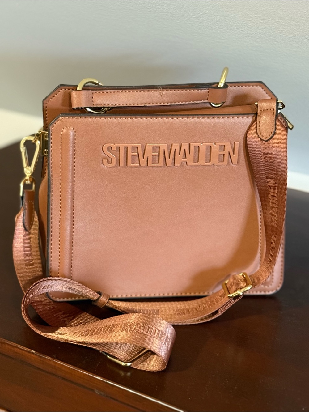 Steve Madden Copper-Tone Leather Crossbody Bag